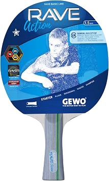 GEWO Table Tennis Paddle - Player Thunderball 2 - High Grip, Spin, Attack - Adult, Youth - 4.0 Inch Grip
