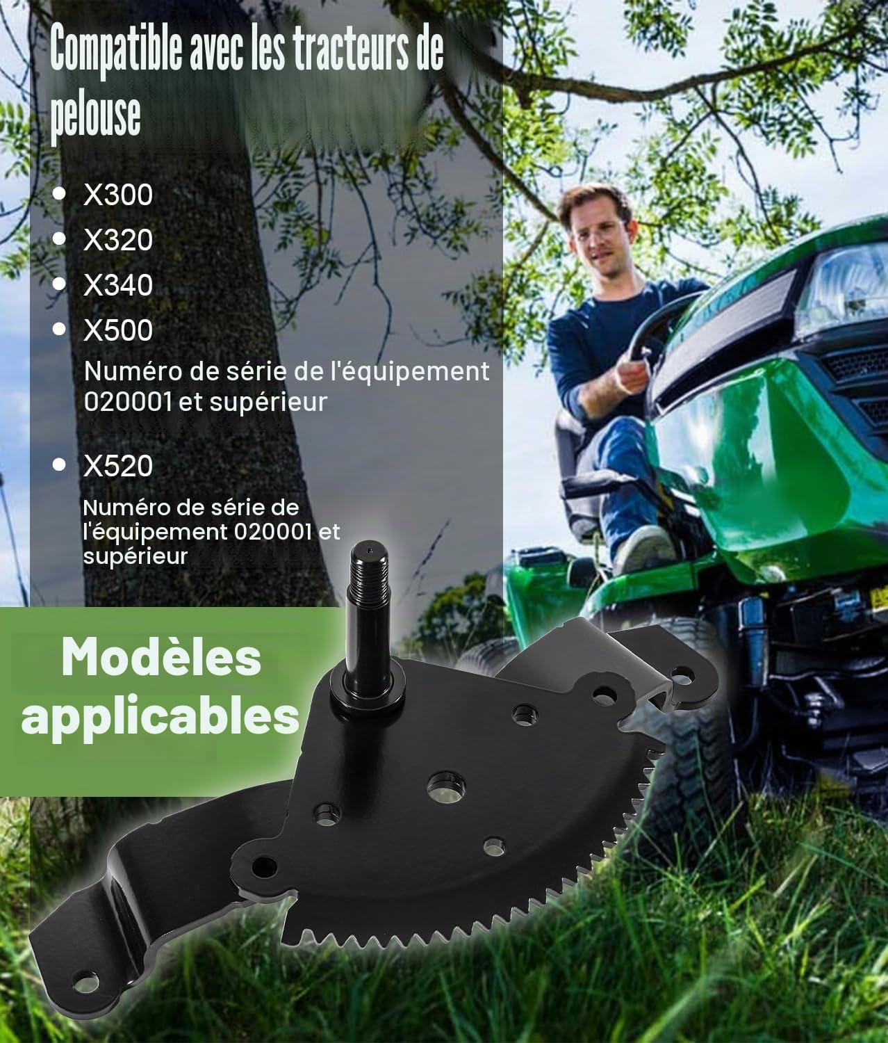 Engrenage de direction AM136297 pour John Deere X300 X320 X340 X500 X520 Remplacement pour AM136297 M151206