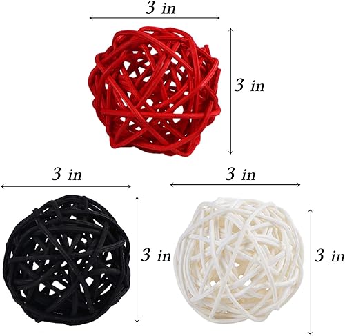 Vista 16 de STMK 9 bolas decorativas de mimbre de 3 pulgadas, bolas de ratán decorativas para decoración del hogar, decoración de jarrón, relleno de cuencos