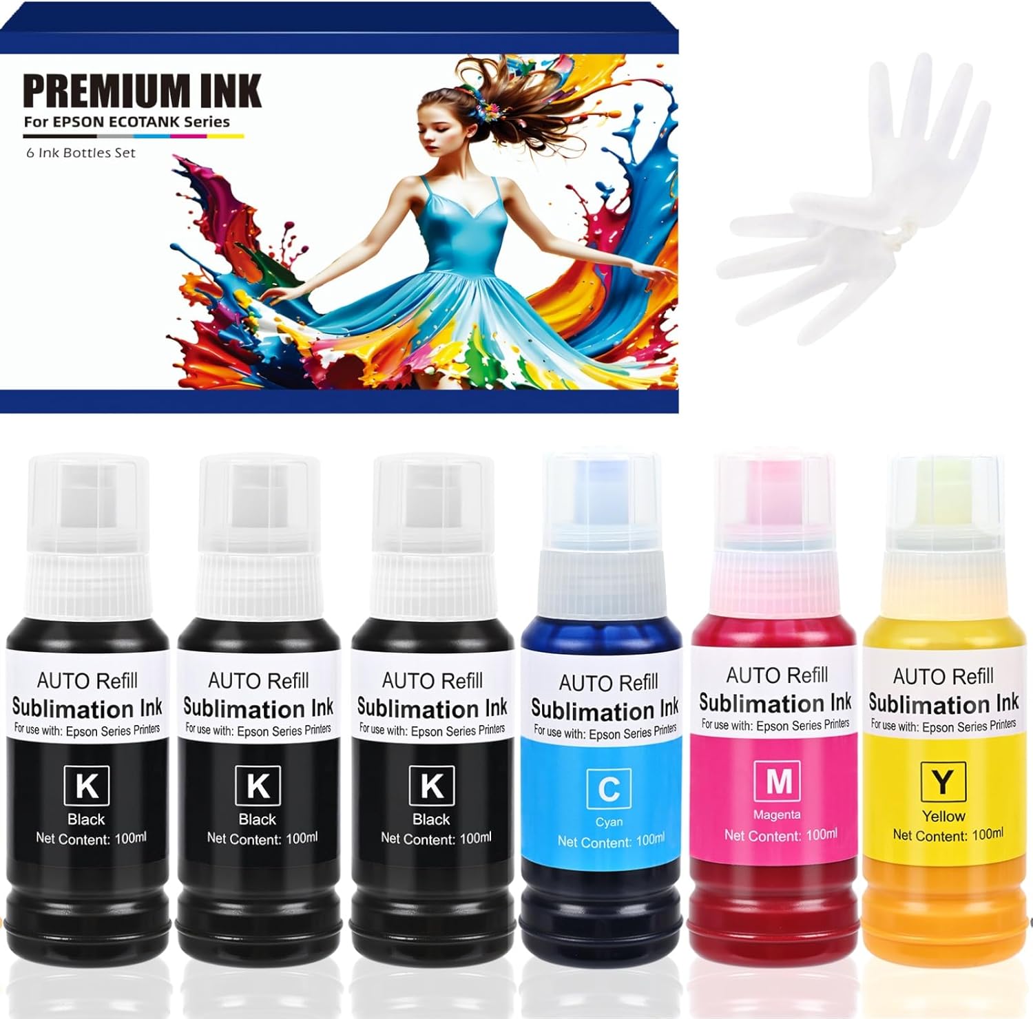 600ml Sublimation Ink for Ecotank ET-15000, Eoctank ET-2800, ET-2750, ET-4850, ET-2720, ET- 2400, Ecotank 2850, ET-3850, ET 2803, ET-2760, ET-2840, ET-3830, XP4100, Sublimation Heat Press Ink