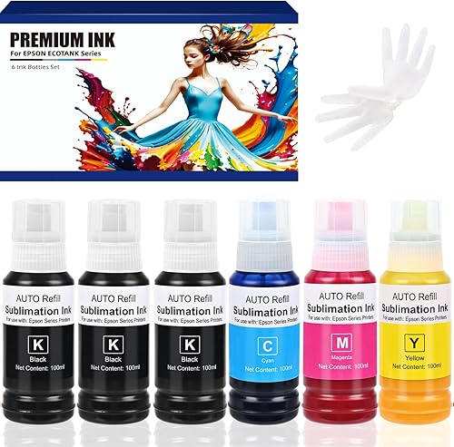 Tinta de sublimación de 20.3 fl oz para Ecotank ET-15000, Eoctank ET-2800, ET-2750, ET-4850, ET-2720, ET- 2400, Ecotank 2850, ET-3850, ET 2803,