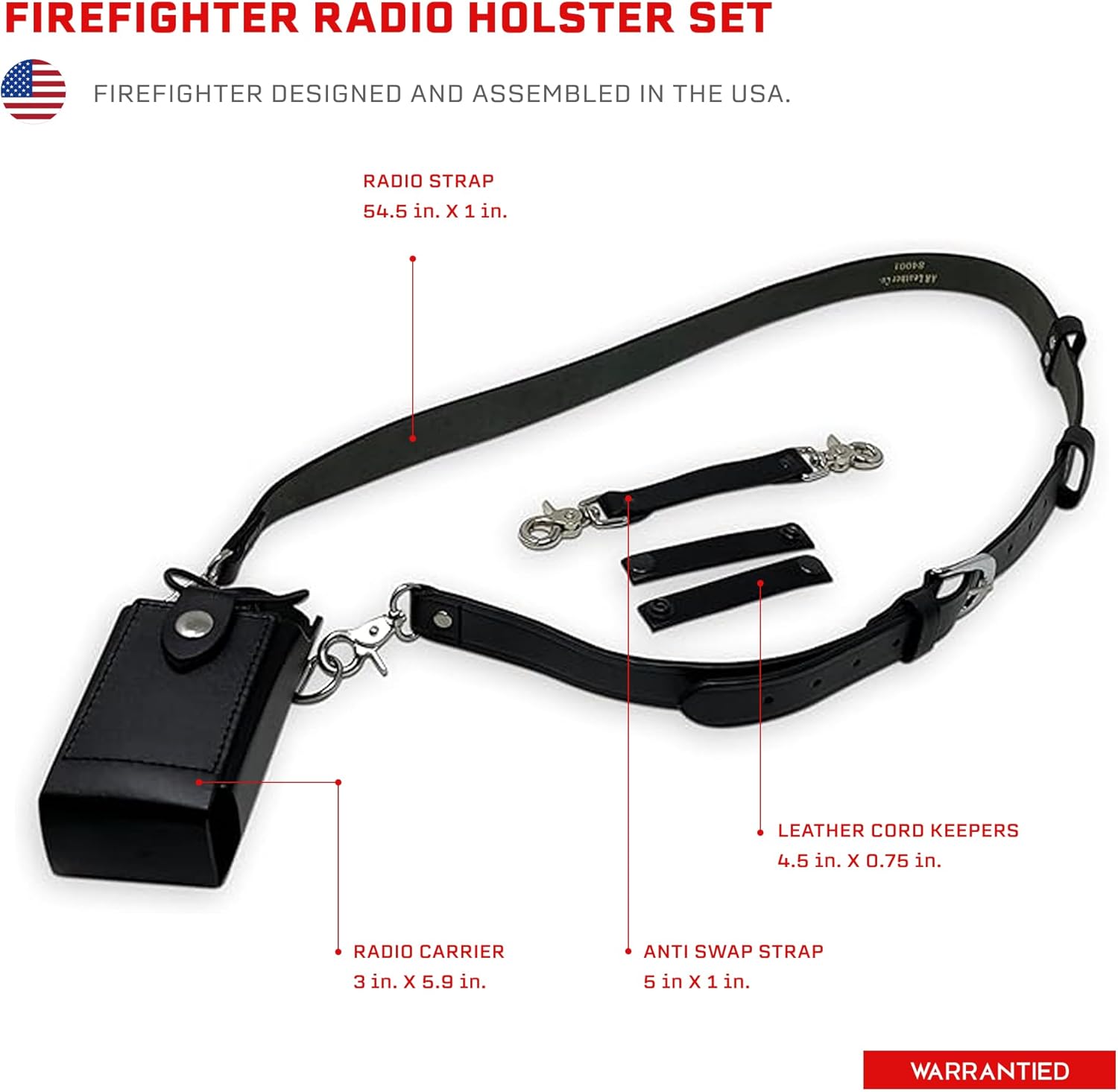 Revolution Fire Leather Radio Holster Set – Heavy Duty Strap, Anti-Sway, Fits Motorola APX Series – for Firefighters, EMT, Police