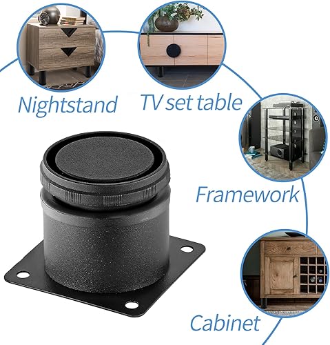 Miniatura 7 de Patas de metal de 2 pulgadas para muebles, patas ajustables de acero inoxidable, patas de metal negro, patas redondas de gabinete para mesa de café