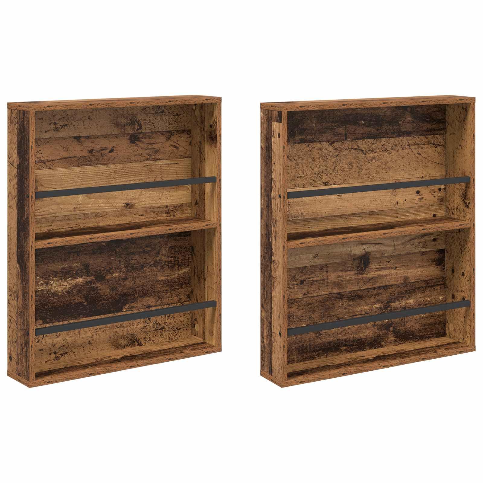 Genérico Estante de revistas 2 pcs Madera Vieja 60 x 12 x 70 cm,Mobiliario,Armarios y Almacenamiento,Revisteros,890837