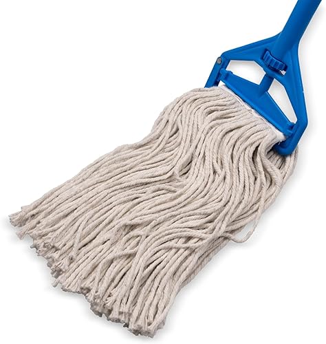 Vista 24 de SPARTA FLO-PAC - Cabezal de trapeador de algodón, punta cortada, banda estrecha con banda blanca para limpieza organizada, 36 pulgadas, bronceado