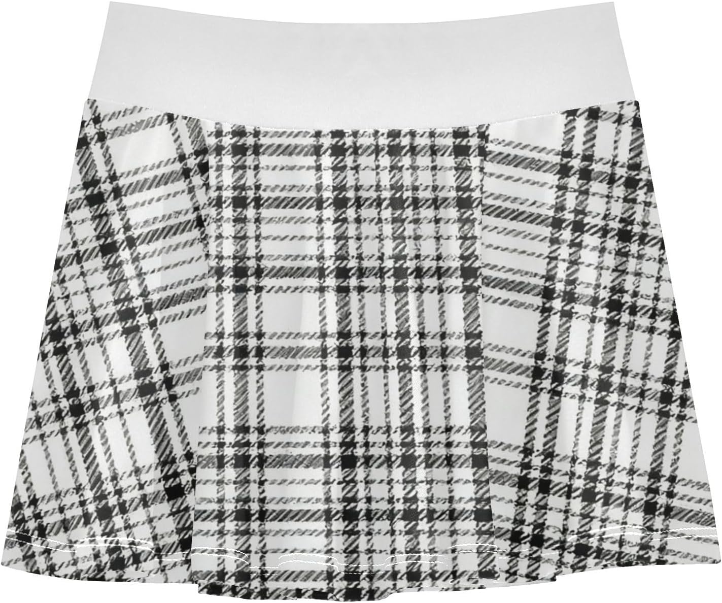 visesunny White Black Plaid Girl's Golf Skirt Athletic Tennis Skort Sport Activewear with Double Layer Pockets