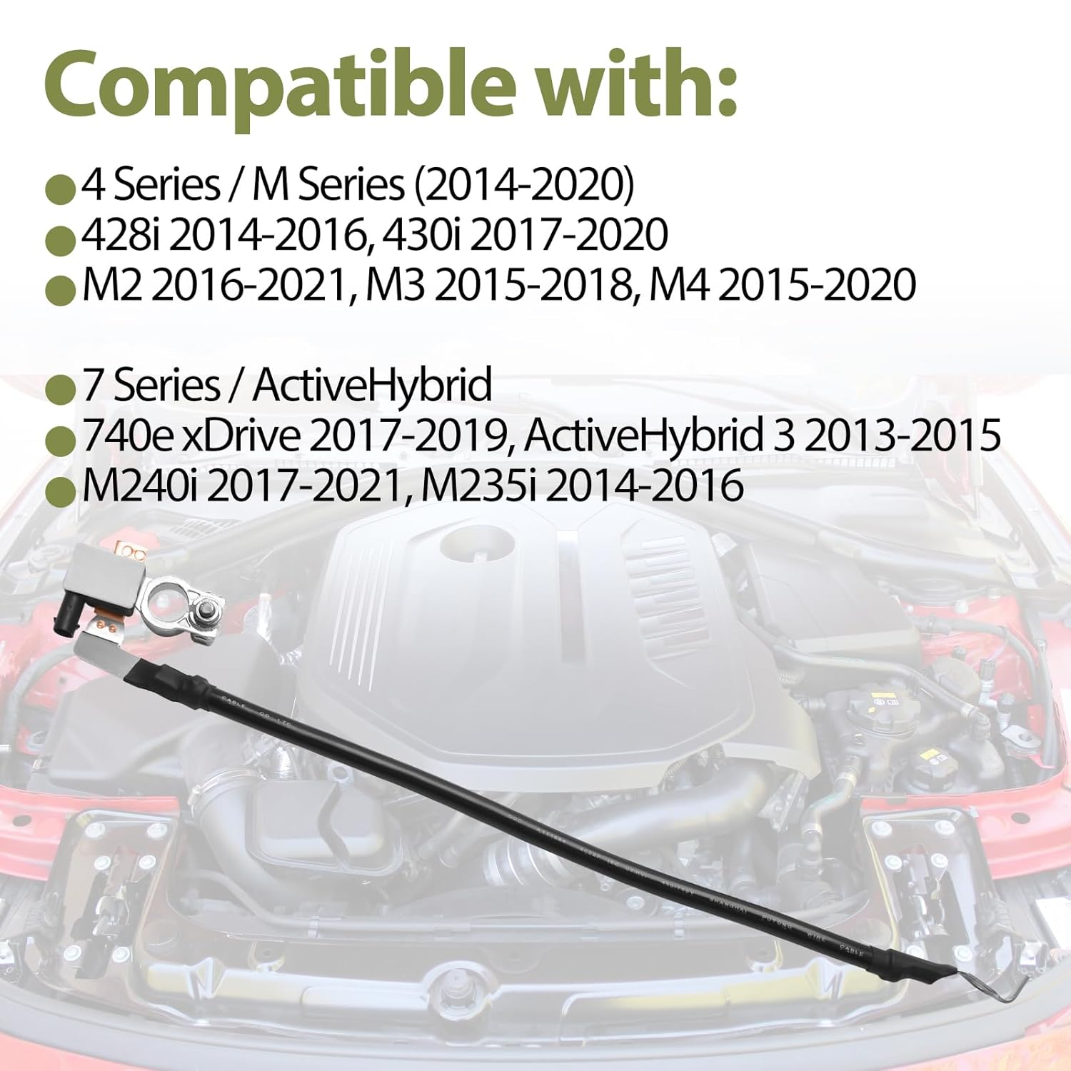 Negative Battery Cable with IBS Compatible with BMW M2 M235i M240i xDrive M3 M4 228i 230i 320i 328d 328i 330e 330i 335i 340i 428i 430i 435i 440i 740e Replace 61217631109