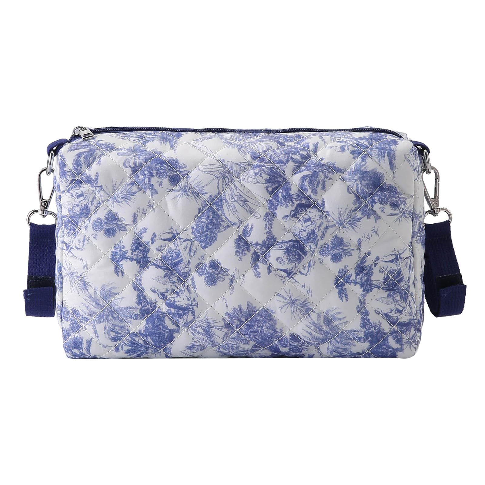 HTU Floral Outdoor Diaper Bag Large Capacity Diaper Storage Bag Multifunctional Reusable Portable for Diapers Wipes Baby Essential (Blue) (Style 1)