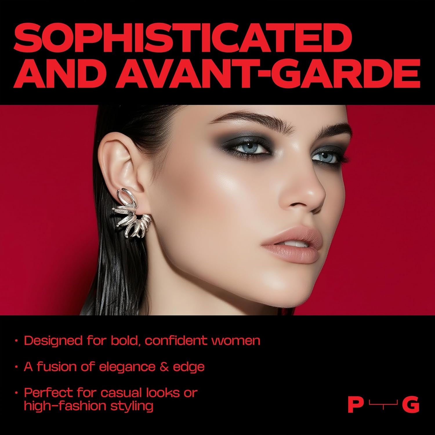 Premium Quality | 22K Gold Plated | Statement Spike Hoop Earrings For Women | 925 Sterling Silver Post | Lightweight & Comfortable | Haute Couture Aesthetics | Pump Up The Gem | US Brand | - Image 4