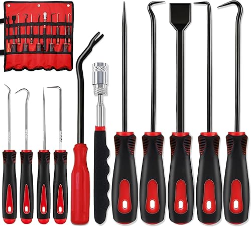 Keze 11Pcs Precision Pick & Hook Set with Scraper and Magnetic Telescoping Tool Kit for Remove Automotive Electronics Maintenance Hoses Gasket Hand