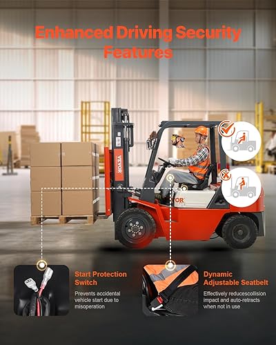 Vista 31 de VEVOR Asiento universal de carretilla elevadora, asiento de tractor plegable con respaldo de ángulo ajustable y micro interruptor, 6.3-13.4