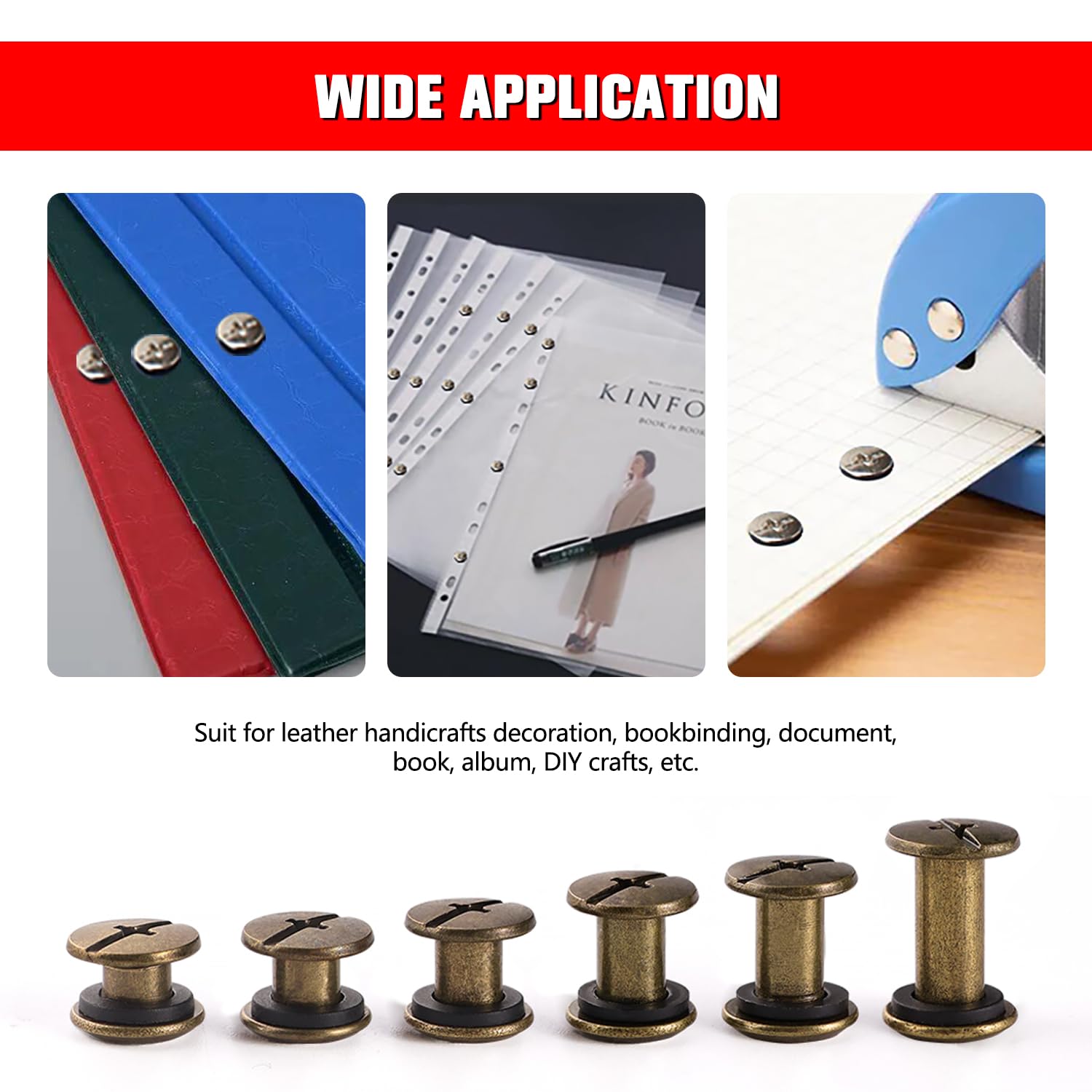 YIXISI 30 Set M5x4mm Chicago Screws Kit, Rivets Screws for Leather Bookbinding, Bronze
