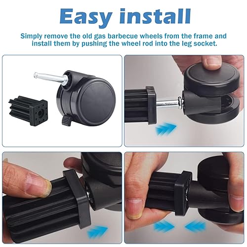 Vista 4 de 6414 Reemplazo de ruedas de parrilla incluye inserto de rueda compatible con Weber, G-enesis, S-ummit, S-ilver, S-pirit (2 piezas)