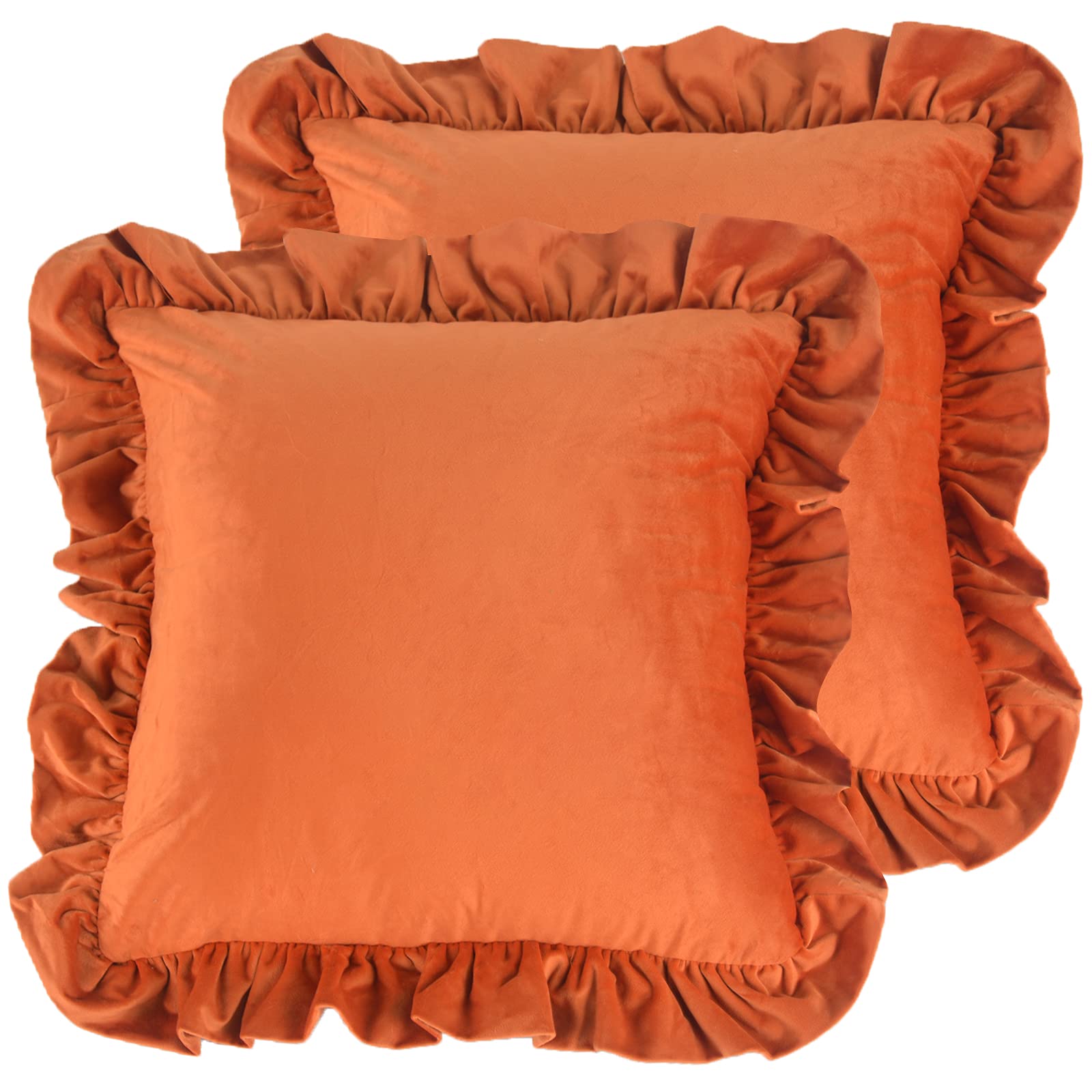 Housse de coussin en velours orange brûlé 45,7x45,7 cm déco salon lit