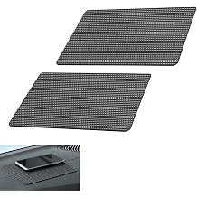 2 PCS Car Dashboard Non Slip Mat, 10.62" x 5.9" Anti Slip Pad, Self-Adhesive Multifunctional Center Console Storage Mat, Universal for Most Cars Cell Phone Keys Glass GPS Coins Black