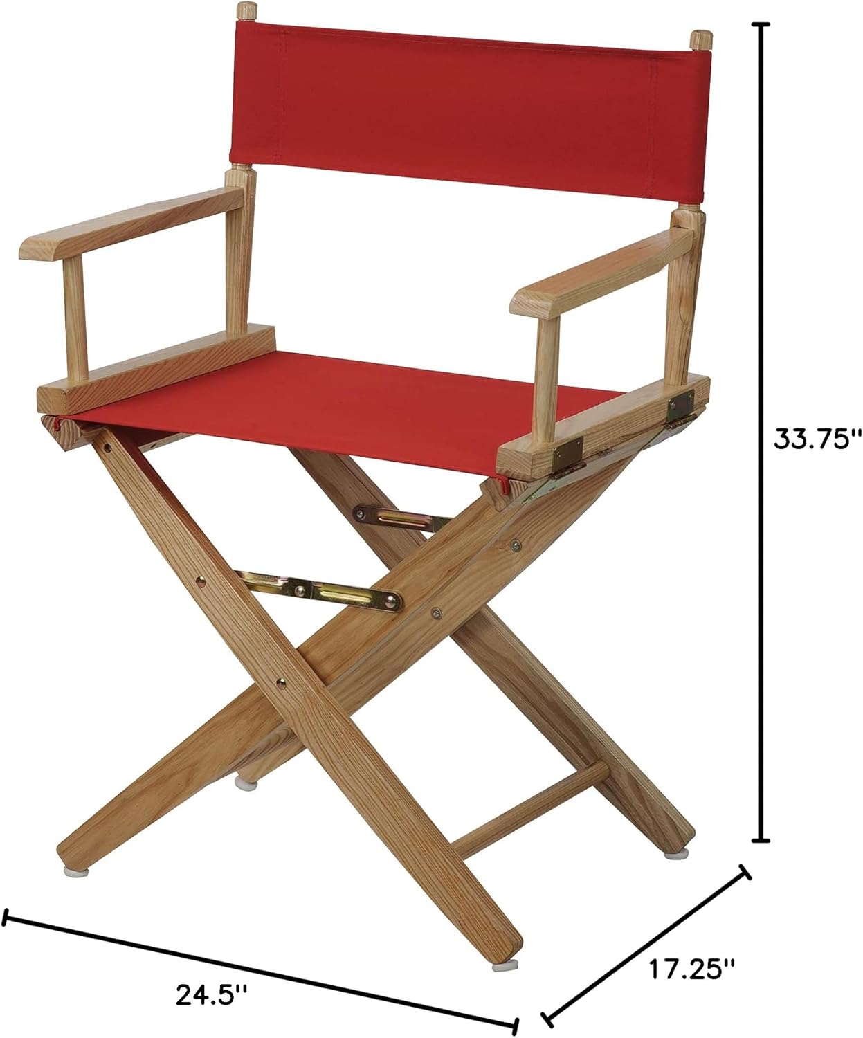 American Trails Extra-Wide Premium Directors Chair 18" H Classic Height Natural Frame Red Canvas