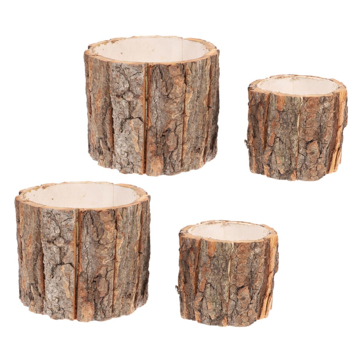 Pots de rangement rustiques en écorce de bois pour décoration de table mariage