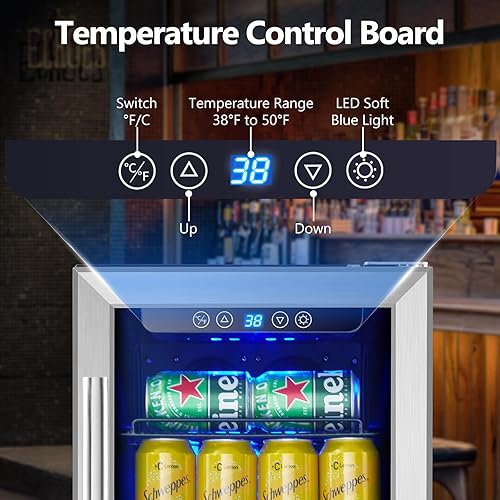 Miniatura 38 de Kalamera Refrigerador de bebidas, enfriador de bebidas de 24 pulgadas debajo del mostrador para 154 latas, rango de temperatura de 32 a 41 ℉