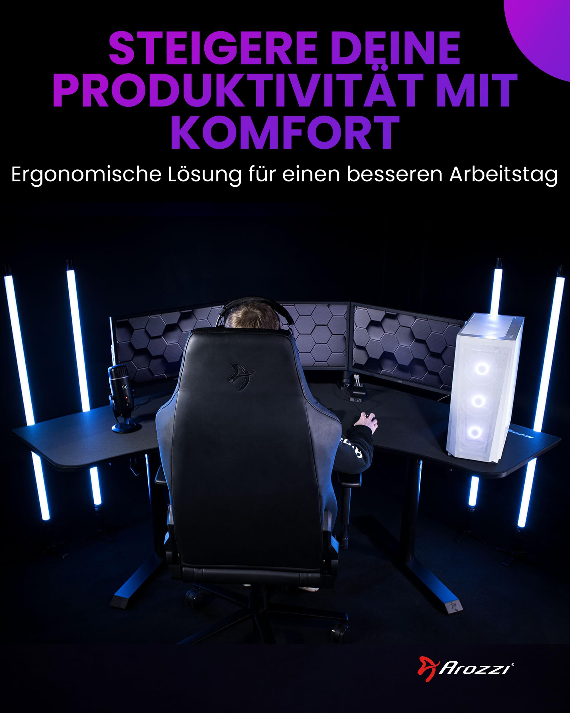 Arozzi Arena Angelo L Gaming Tisch Reines Schwarz