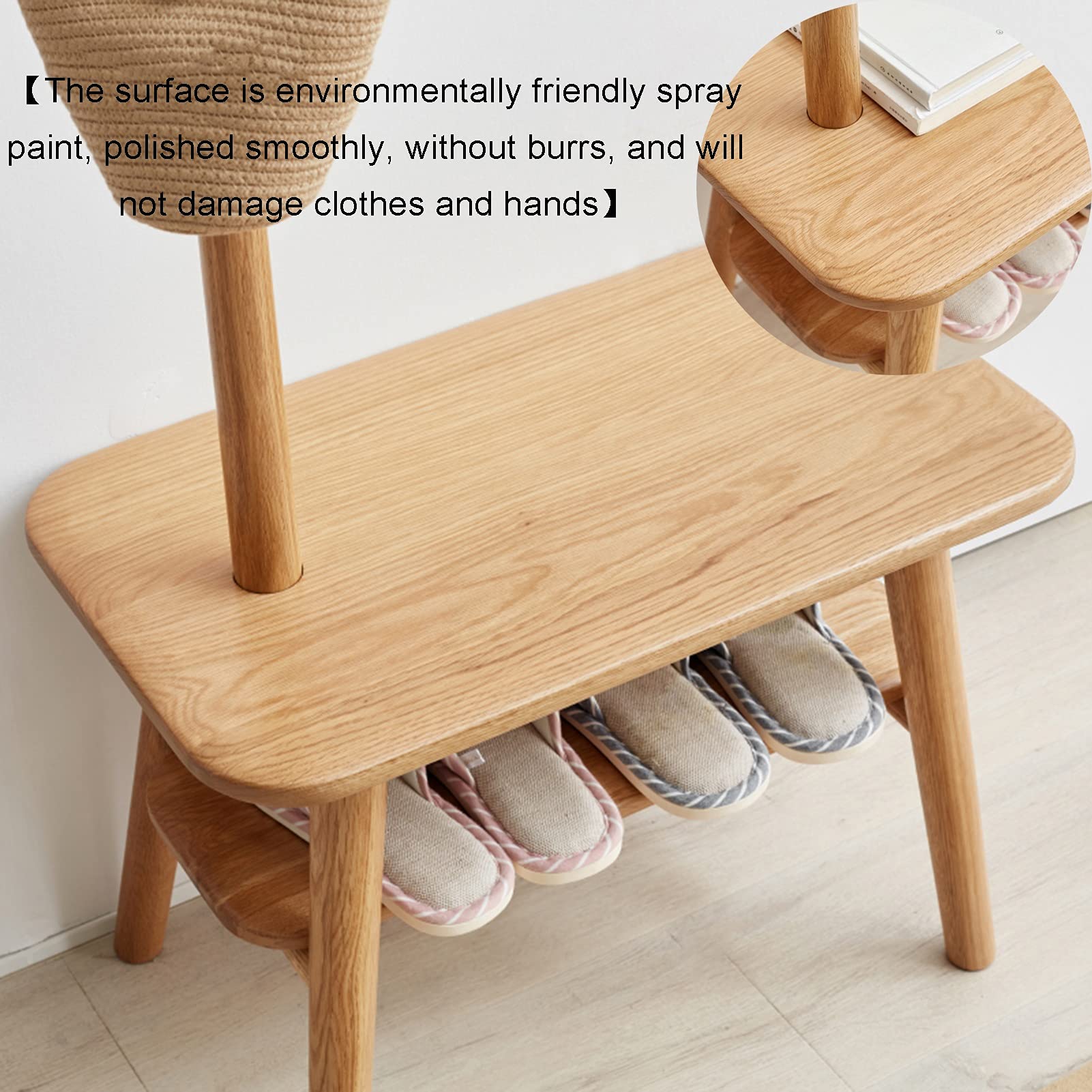 Kleiderstange, Garderobenständer, Kleiderständer, Holzmöbel mit Schuhwechselbank, ideal für Flur, Schlafzimmer, Eingangsbereich, Büro, Kleidung, Hut, Handtasche, Aufbewahrung, 2 Farben (Walnussfarbe