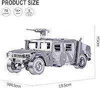 Vista 5 de Piececool Kit de modelos de automóvil de rompecabezas de metal 3D, kit de modelos de vehículos militares Hummer H1, rompecabezas de cerebro, kits