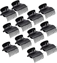 Hot Roller Clips, 12 Pieces, Hair Curler Clips, Plastic Hot Roller Clip, Replacement Hair Clips for Women and Girls, Hair Section Styling, Black