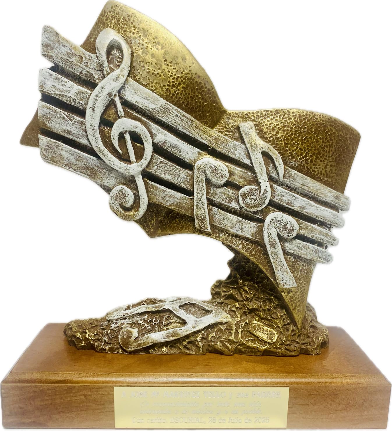 Premio Música GRABADO Trofeo Figura Partitura Musical de 21cm de altura