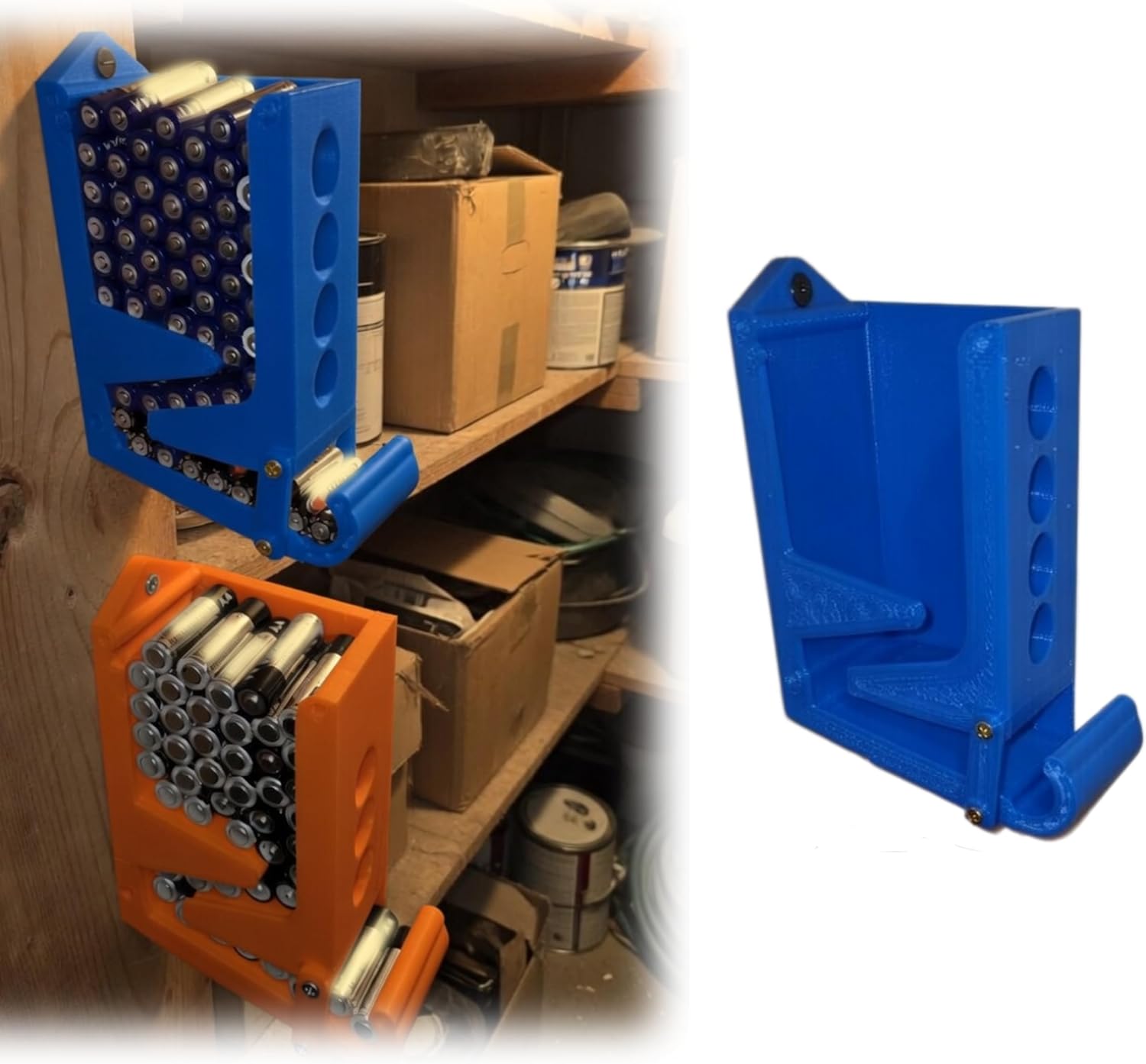 AA and AAA Battery Organizer Box with Stackable Compartments for Home, Office, or Utility Room Storage, Durable, Compact, and Easy to Access (AA & AAA)