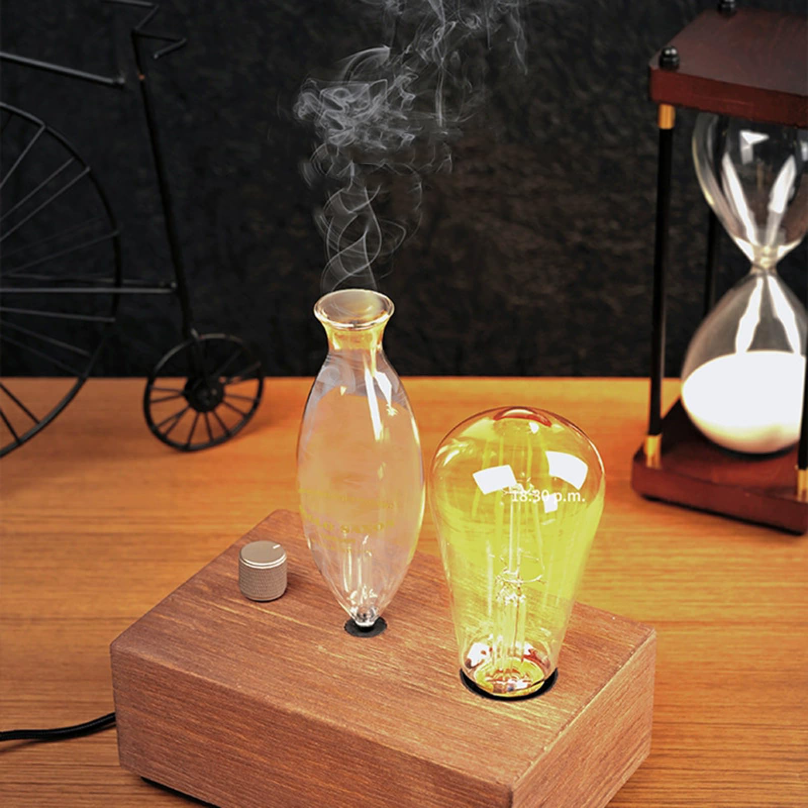 Difusor Nebulizador De Aceites Esenciales, Difusor De Fragancias Sin Agua, con Base De Madera Y Luz, Sin Calor, para Aromaterapia, Hogar, Habitaciones Grandes Y Hoteles