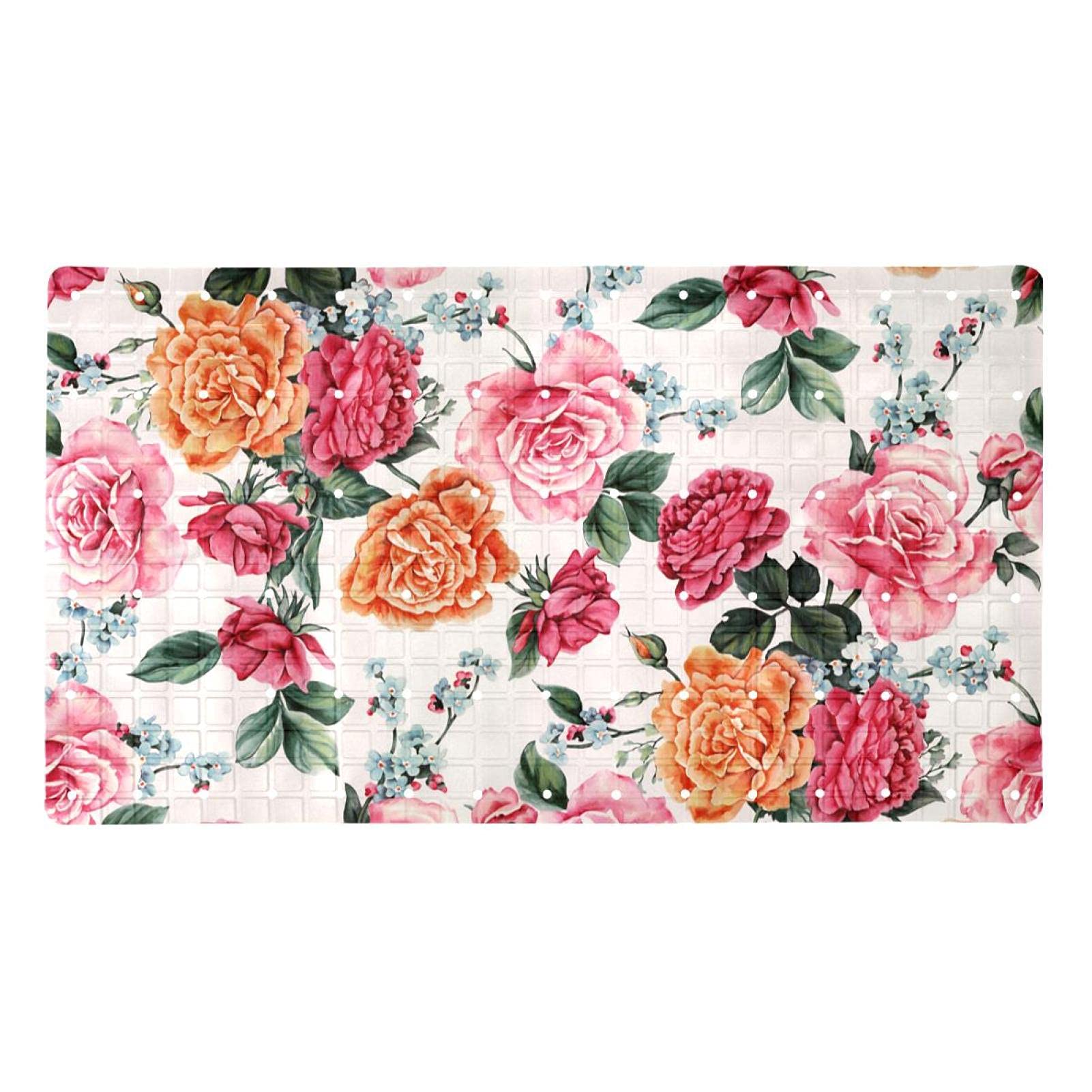 Tapis de baignoire antidérapant avec trous de drainage et ventouses