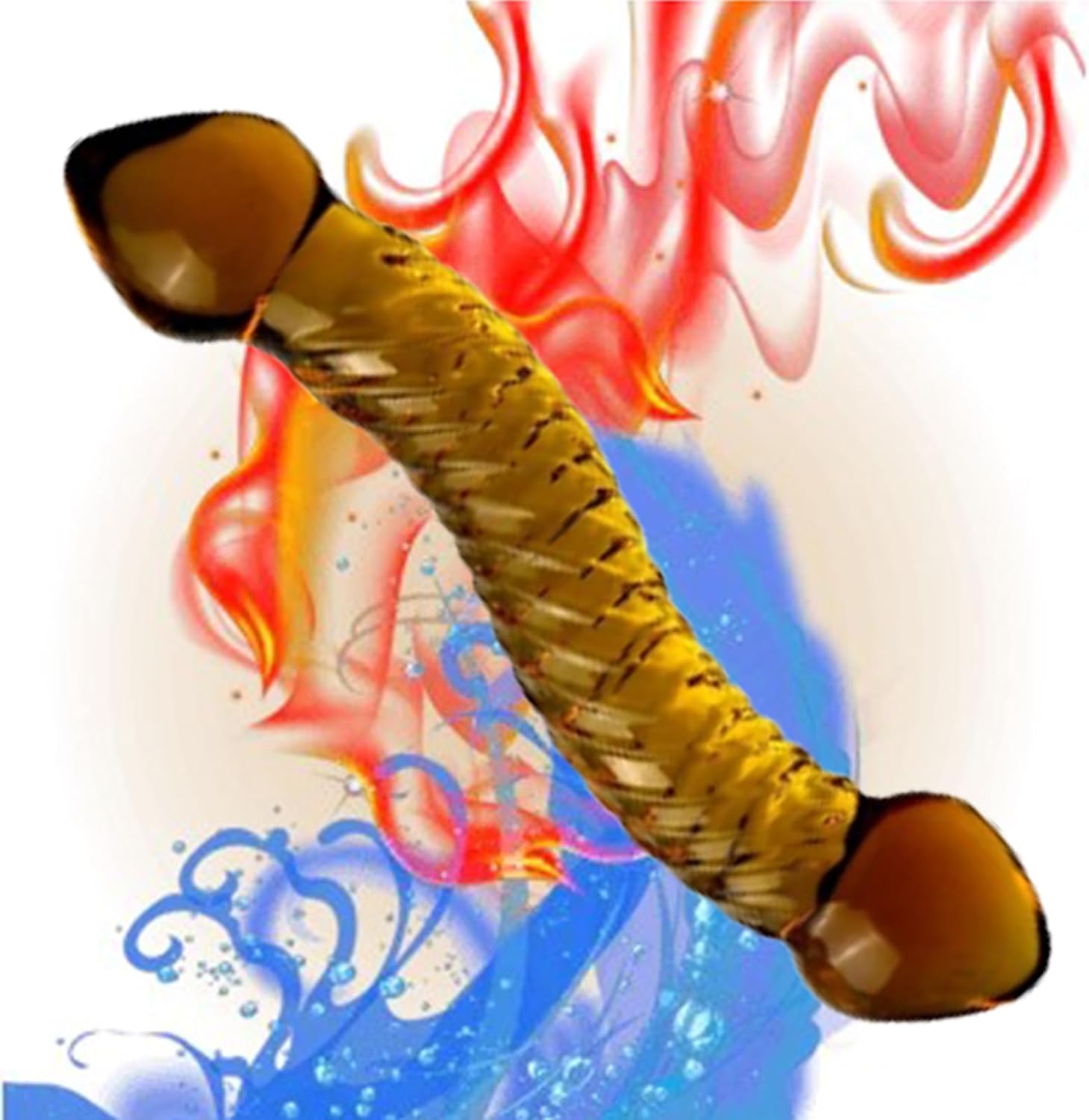 Double Ended Glass Dildo Crystal Penis,Crystal Realistic Dildo Pleasure Stick with Spiral Texture and Vivid Glans Anal Plug, Prostate Massager Sex Toy stimulates G spot for Men Women(Style 3)