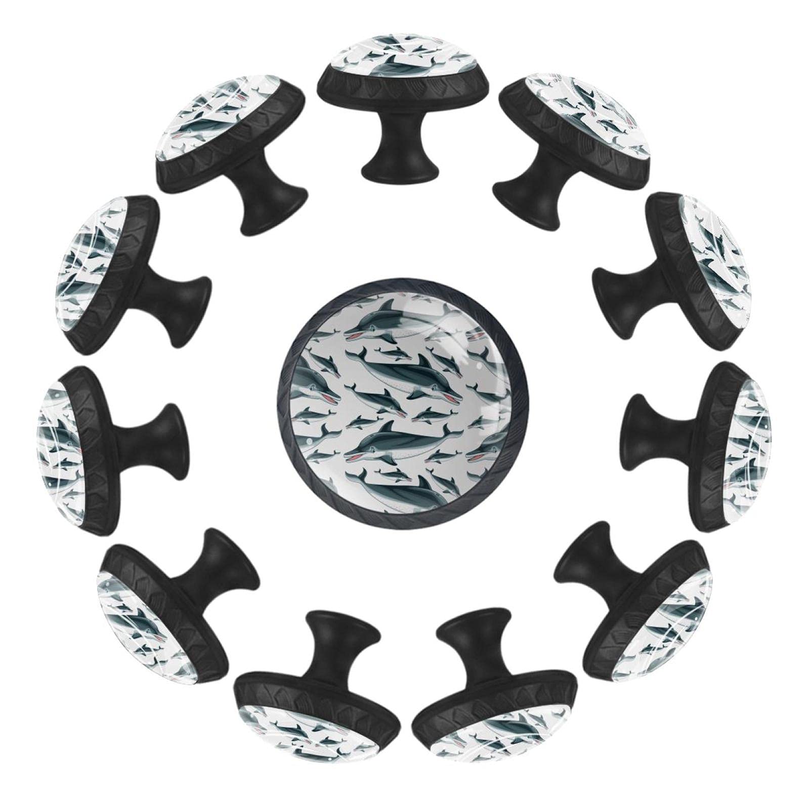 Boutons de tiroir dauphins ronds lot de 12 pièces design marin 35 mm