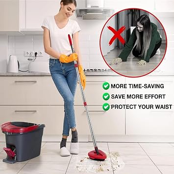 Scrub Brush, 2 Pcs Spin Mop Scrub Brush Head Compatible for O Cedar EasyWring 1-Tank System, Hard Bristle Cleaning Brush for Bathroom, Kitchen, Tub and Tile (2pack Brush)