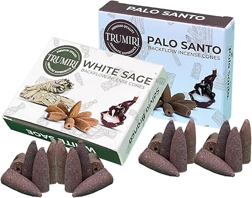 Miniatura 6 de Conos de incienso de reflujo  Paquete combinado de 20 conos de incienso en cascada  10 Palo Santo + 10 salvia blanca  Conos de incienso de reflujo