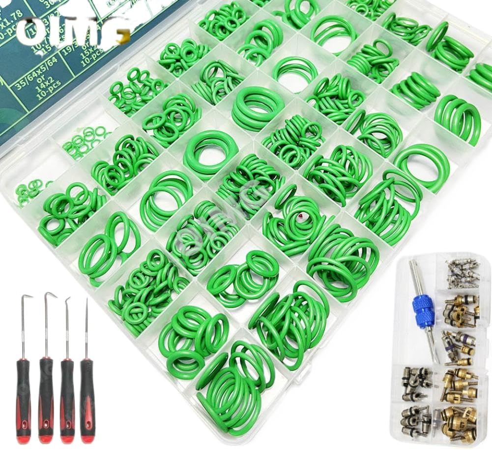 595 Pcs Car Air Conditioning Compressor Seals 36 Sizes Nitrile Rubber O Rings Kit Automotive AC Plumbing Faucet Gaskets Compatible With(Set E)