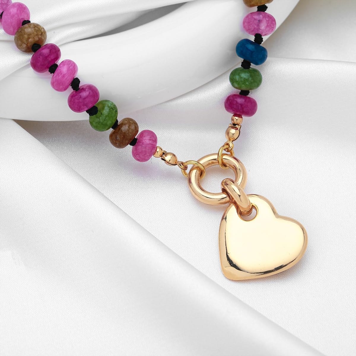 CLASSYZINT Gold Heart Pendant Necklace for Women Puffy Heart Necklace Beads Chain Necklace Statement Necklace Trendy Jewelry - Image 5