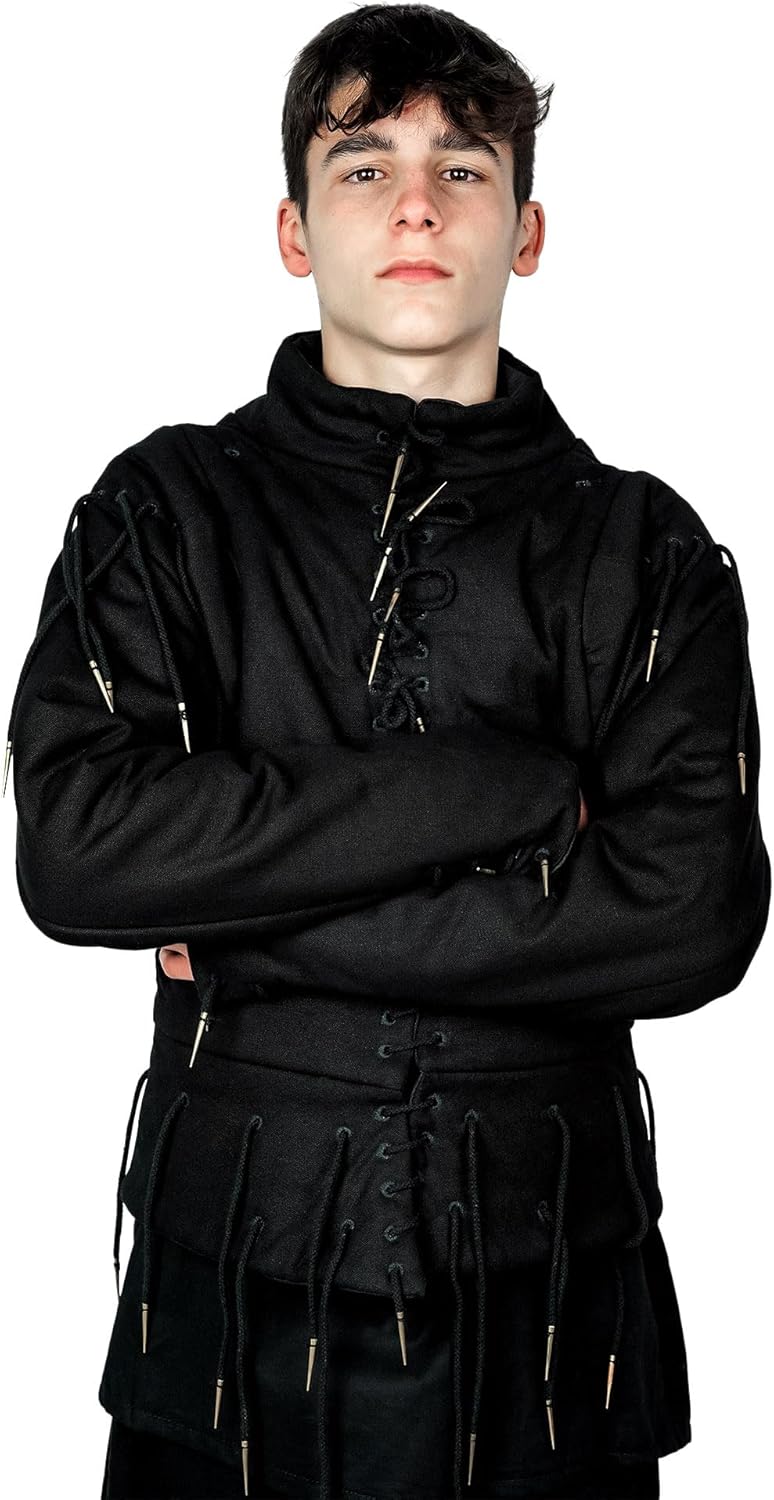 Medieval Arming Doublet Gambeson Jacket, Quilted Cotton Aketon with Sleeves & Laces, 15th Century Style Armor Padding