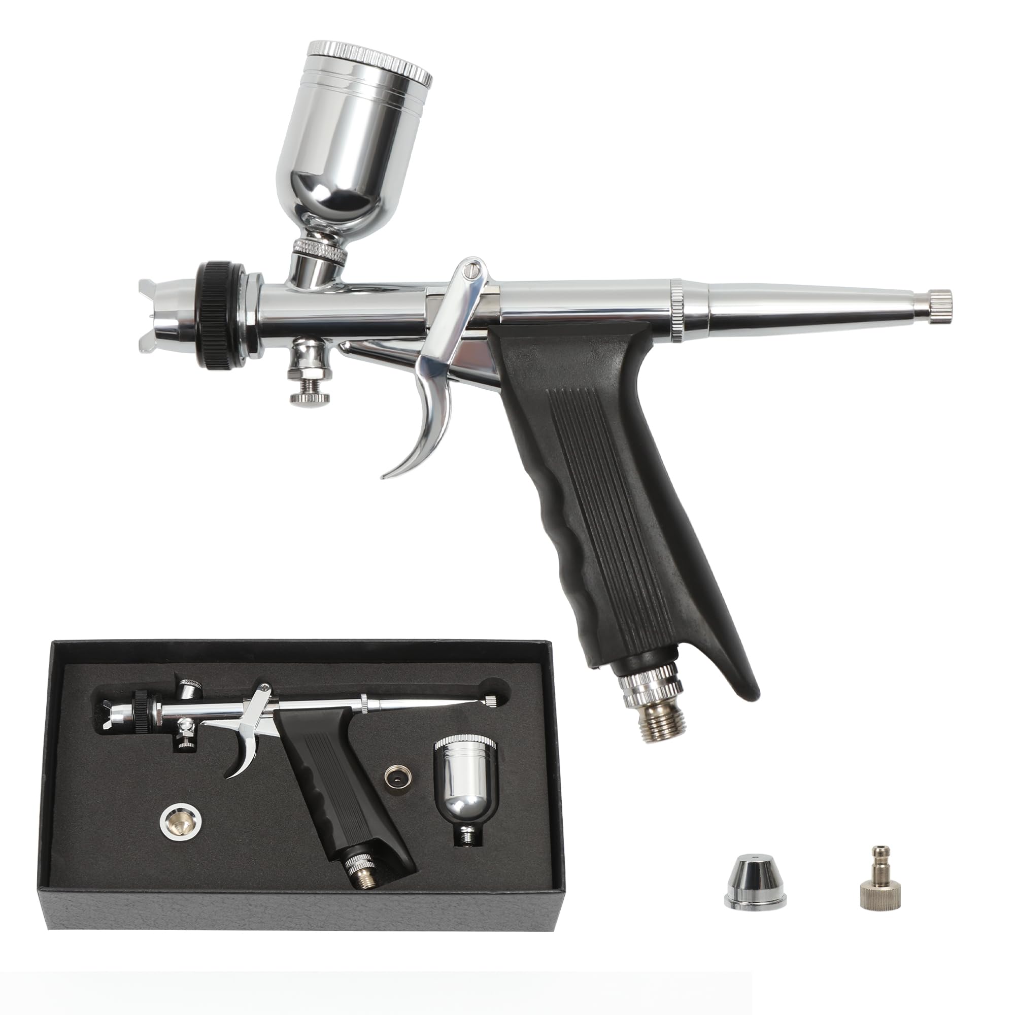 Colima Advanced Series Dual Action Airbrush-Kit – 0,6 mm Nadeln, 0,6 g Becher – Professionelle Airbrushpistole für Make-up, Modellmalerei, Nagelkunst, Tattoo, verbessertes Präzisionsdesign und