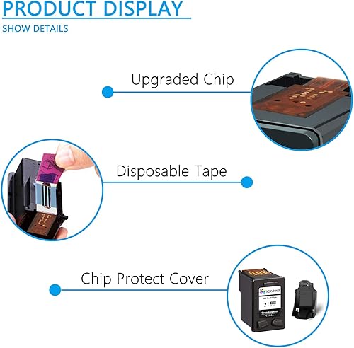 Miniatura 5 de Paquete de 8 cartuchos de tinta remanufacturados 21XL 22XL de repuesto para impresora HP 21 XL C9351AN 22 XL C9352AN compatible con impresora