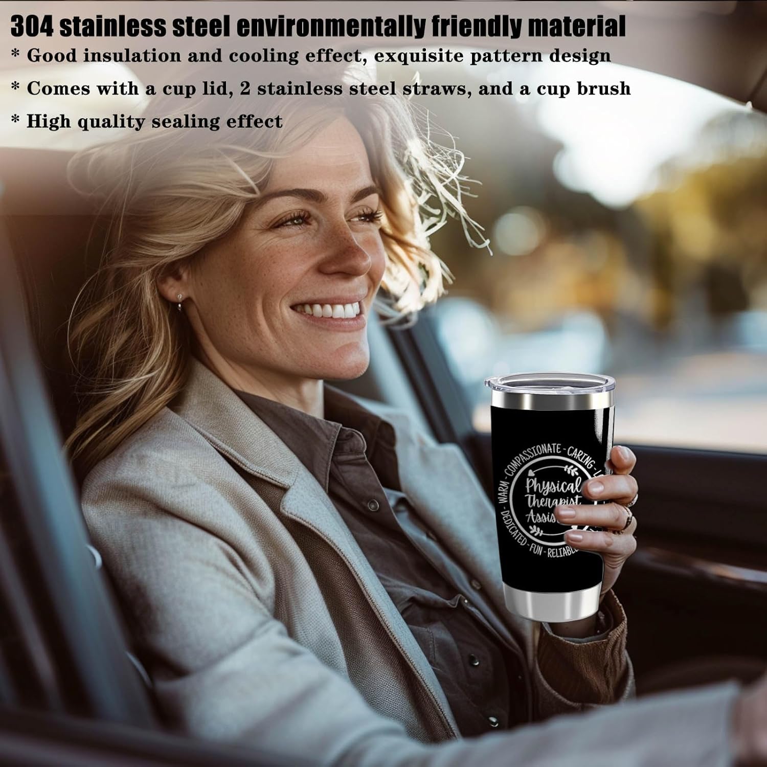 Physical Therapy Assistant Gift PTA 20oz Stainless Steel Insulated Tumbler with Lid and Straw Physical Therapy Students Coffee Cup Physiotherapists Appreciation Gift (PTA-Nutrition Facts) - Image 4