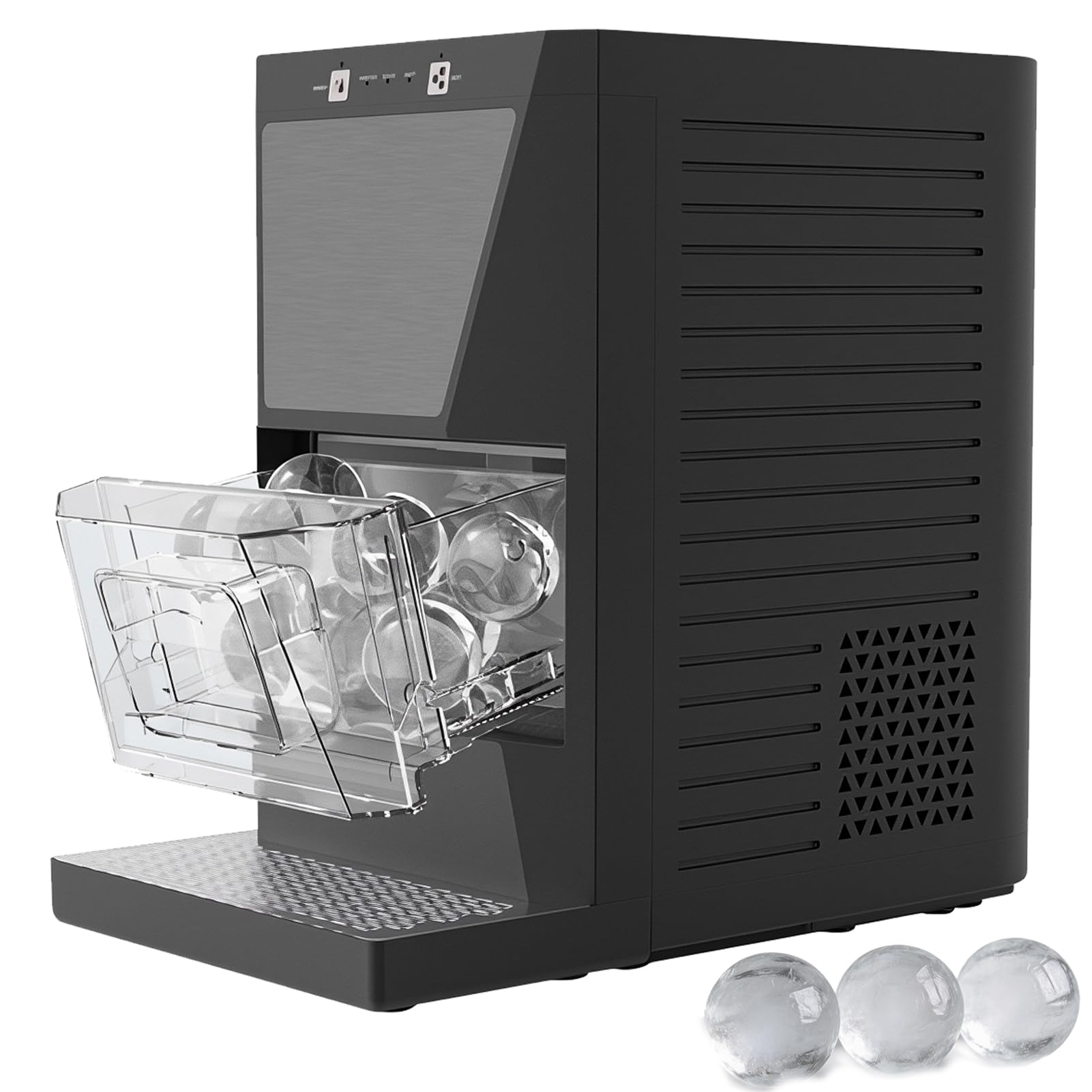 ZHJOPP Commercial Ice Ball Maker, 1.2L Countertop Sphere Ice Machine, Makes 42 Ice Balls/Day, Holds 8-10 Pcs, for Home Bars and Events