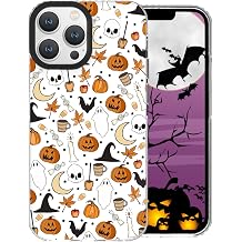 Halloween Phone Case Compatible for iPhone 13 Pro Max Skull Bat Pumpkin Pattern Designed Anti-Yellowing Clear Soft TPU + Camera Frame Protection Anti-Scratch Shockproof Phone Cover