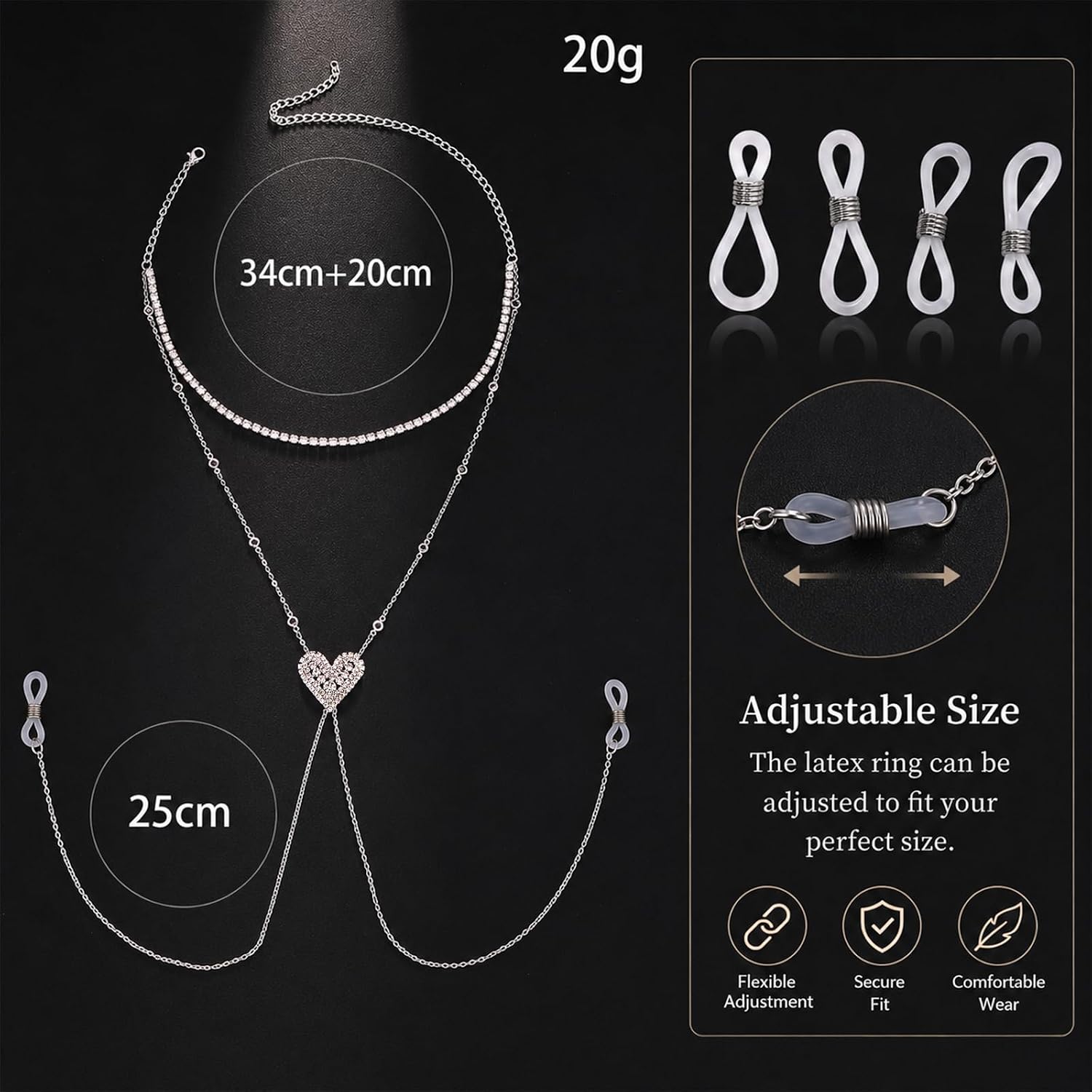 Heart Nipple Clamps with Chain Necklace Choker Non Piercing Fake Nipple Rings Silver Bra Body Chain Jewelry for Women