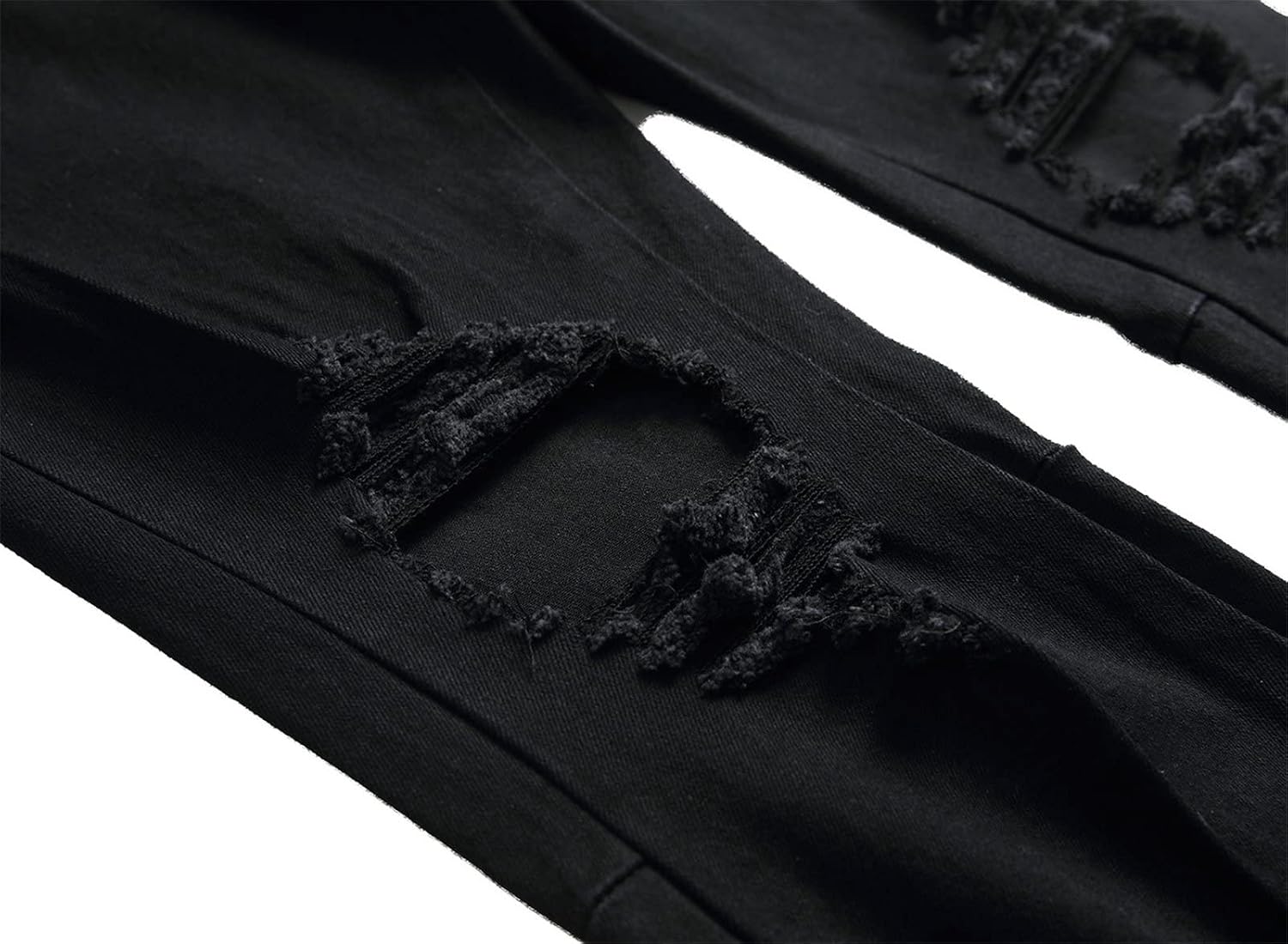 DGHM-JLMY Men's Ripped Zipper Denim Stretch Pants Knee Rips Zip Distressed Stretch Denim Pants Stretchy Fashion Holes Jeans