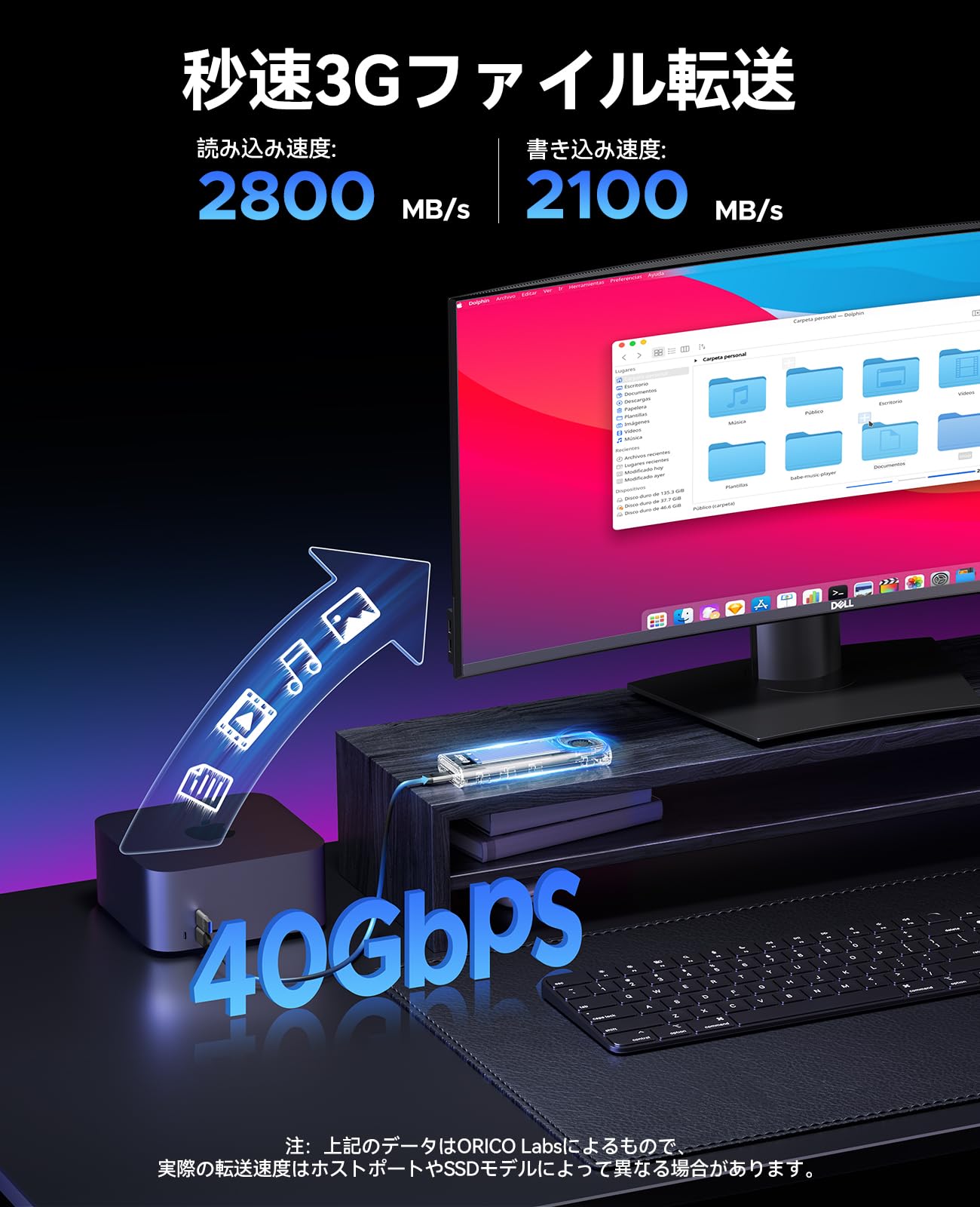 Amazon.co.jp: ORICO M.2 SSD 外付けケース 40Gbps 工具不要最新 USB4