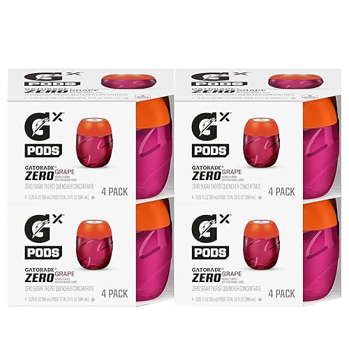 Gatorade Gx Hydration System, Non-Slip Gx Squeeze Bottles Or Gx Sports Drink Concentrate Pods (4 Count) (Grape Zero)