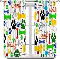 Vista 42 de Cortinas opacas con estampado de patas de perro, estampado de patas de perro y huesos, tratamiento de ventana, cortinas con aislamiento térmico