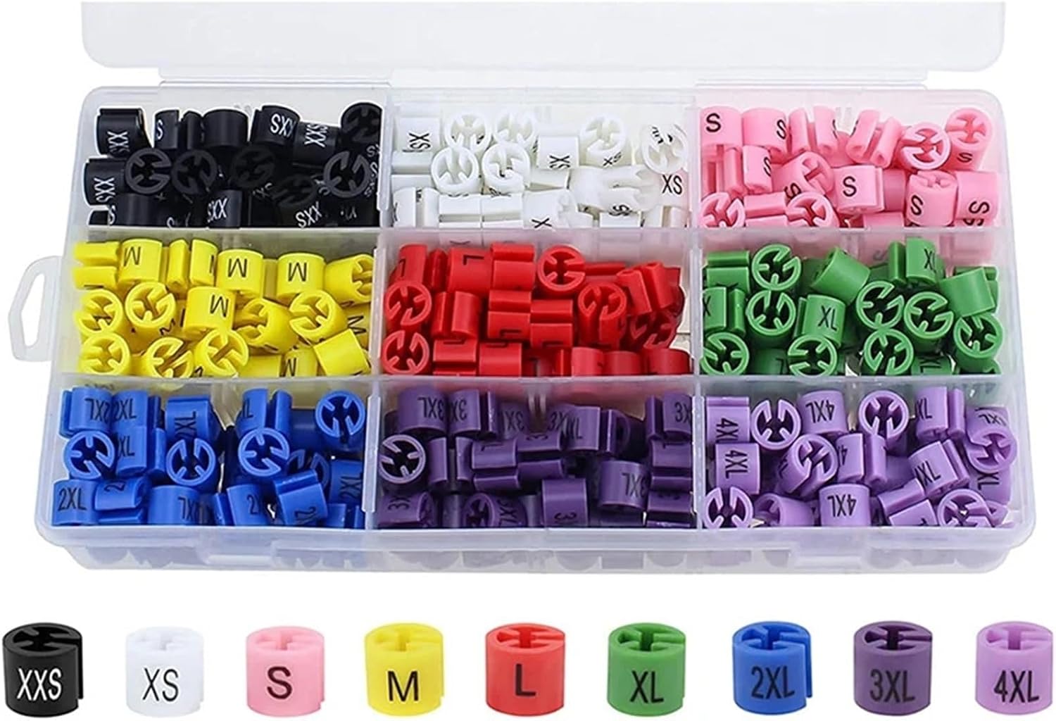 Hanger Size Markers 290pcs Garment Tags XXS to 4XL Colored Dividers for Clothing Racks Organization