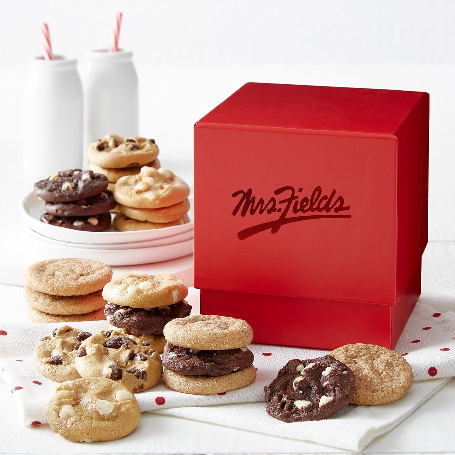 Amazon.com : Mrs. Fields Crimson Mini Cookie Box - Assorted with 24 ...