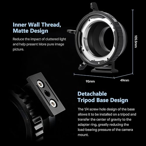 Vista 46 de VILTROX Adaptador de lente EF-M1 Pro, adaptador de montaje en anillo de enfoque automático, convertidor de lente con bloqueo de seguridad compatible